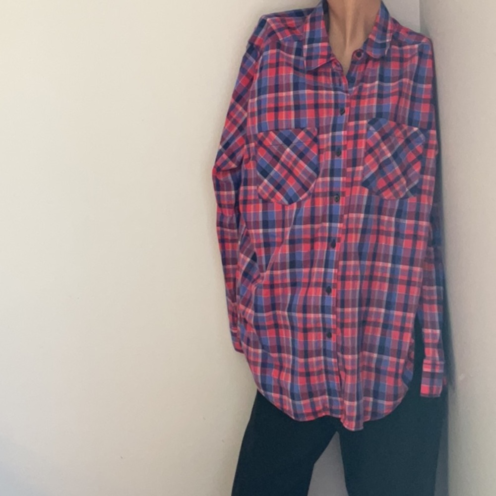 Express Boyfriend Button Down Blouse - image 1